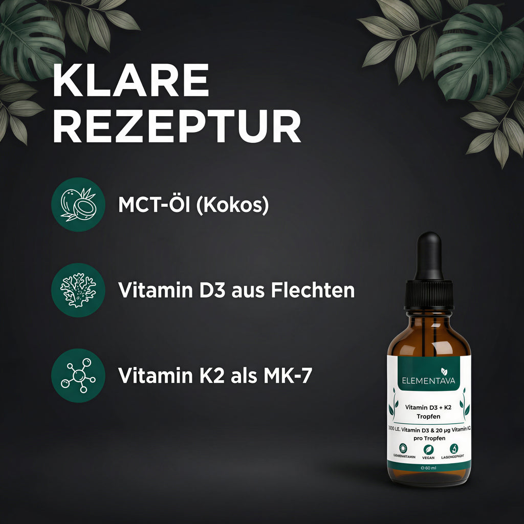 Elementava Vitamin D3 + K2 Tropfen — 60 ml