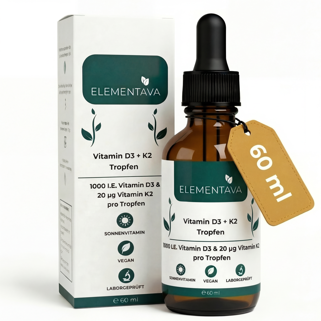 Elementava Vitamin D3 + K2 Tropfen — 60 ml